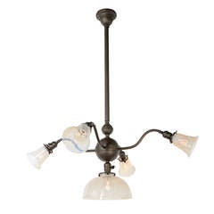 Used Large & Uncommon 5-Light Commercial Chandelier, c1910