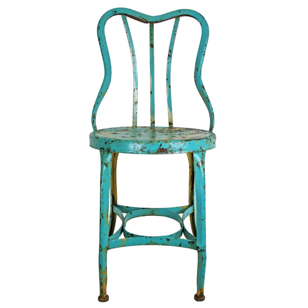 American Set of 4 Turquoise Blue Toledo Cafe Chairs C1930