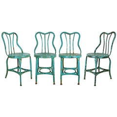 Set of 4 Turquoise Blue Toledo Cafe Chairs C1930