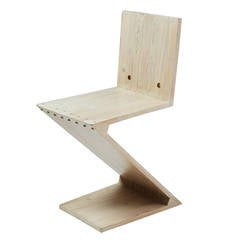 Zig Zag Chair Designed by Gerrit Rietveld for G.A. van de Groenekan, Holland