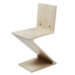 Chaise Zig Zag Conçu par Gerrit Rietveld pour G.A. van de Groenekan:: Hollande