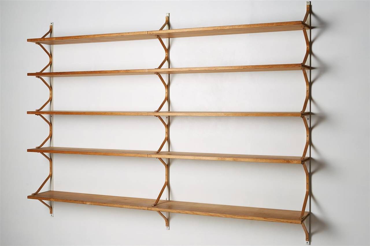 Scandinavian Modern Two Hung Bookshelves Designed by Bruno Mathsson