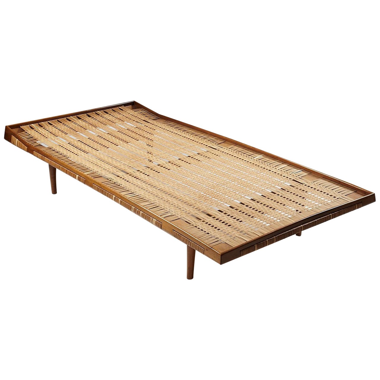 Daybed in Walnut and Cane Attributed to Ib Kofoed Larsen, Denmark, 1950s