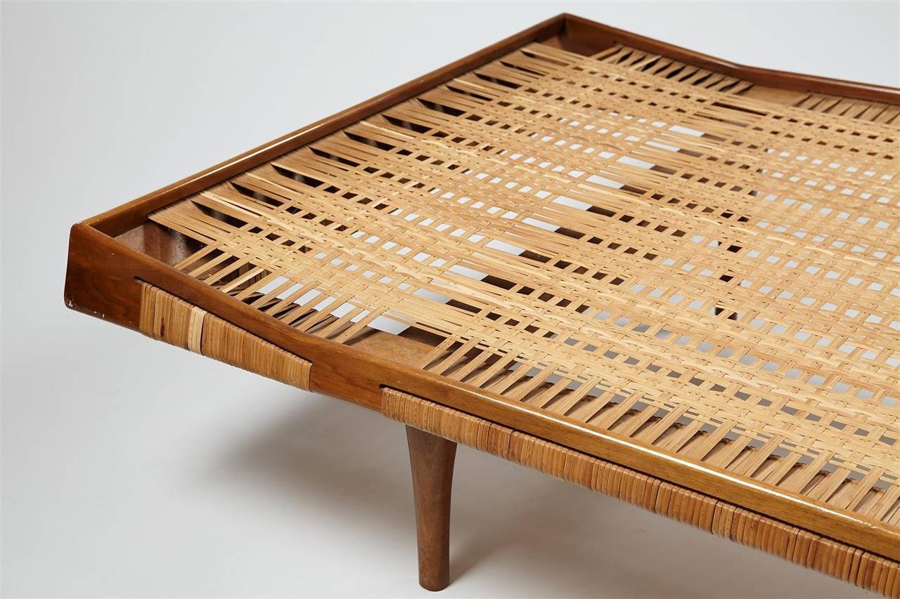 Mid-20th Century Daybed in Walnut and Cane Attributed to Ib Kofoed Larsen, Denmark, 1950s