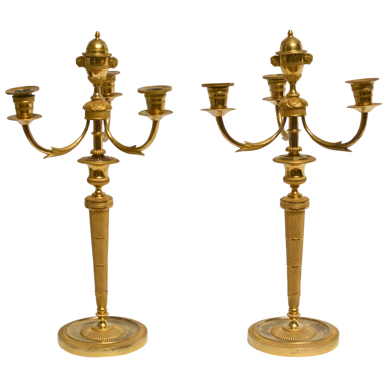 Pair of Empire gilt bronze candelabra