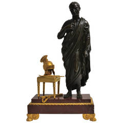 Empire Gilt Bronze and Patinated Sculpture of Caesar on Red Marble Base