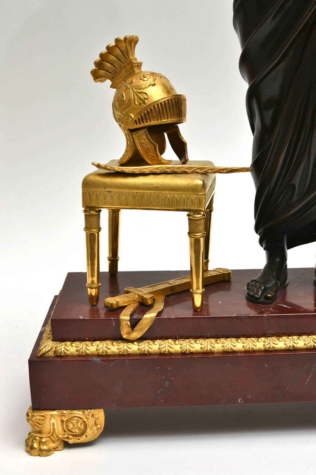 Empire Gilt Bronze and Patinated Sculpture of Caesar on Red Marble Base 2