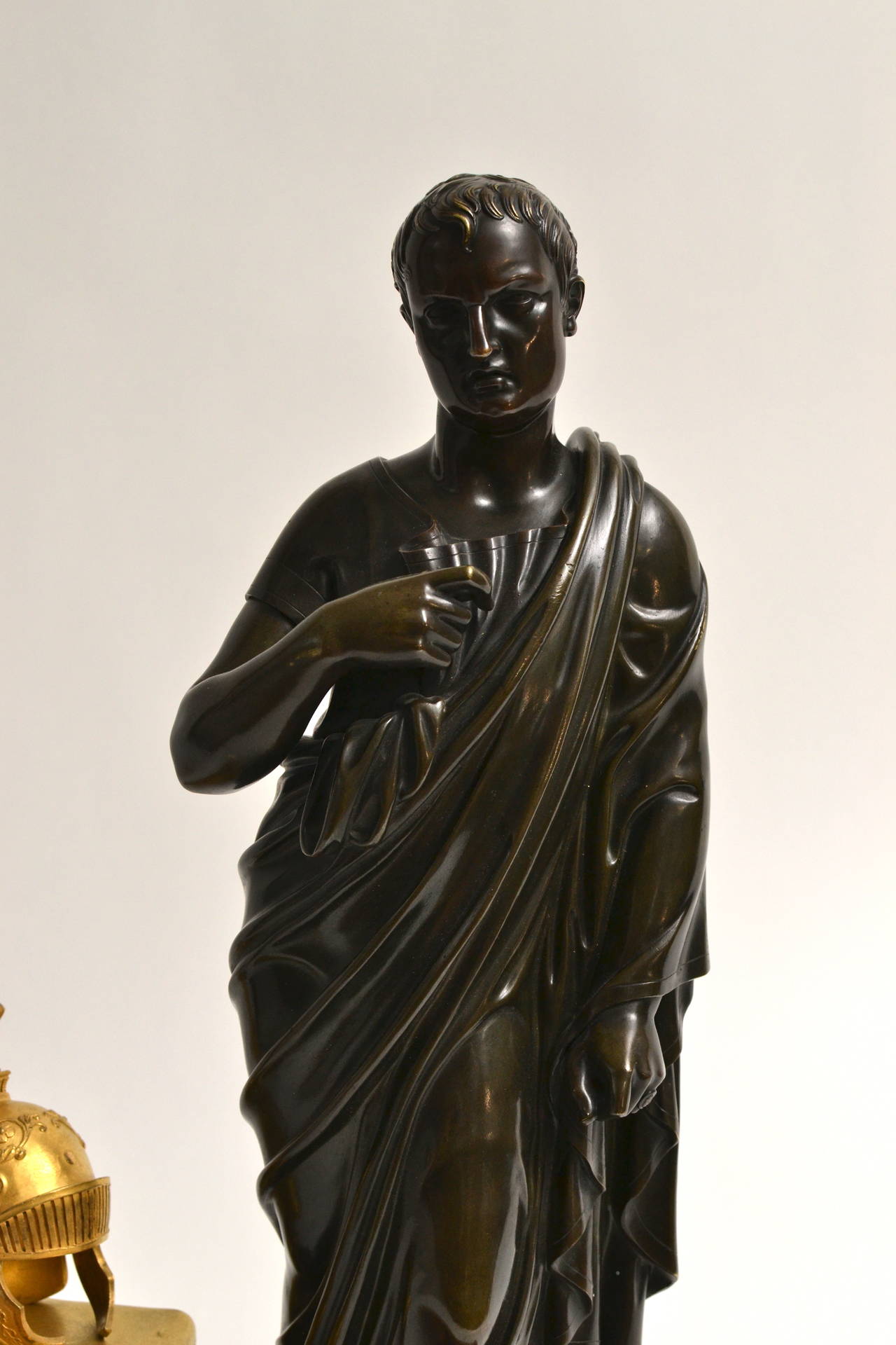Empire Gilt Bronze and Patinated Sculpture of Caesar on Red Marble Base 1