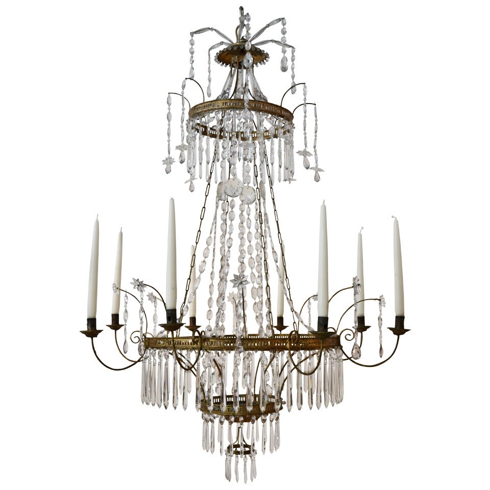 Bronze painted tin plate chandelier, 18th/19th century, Germany