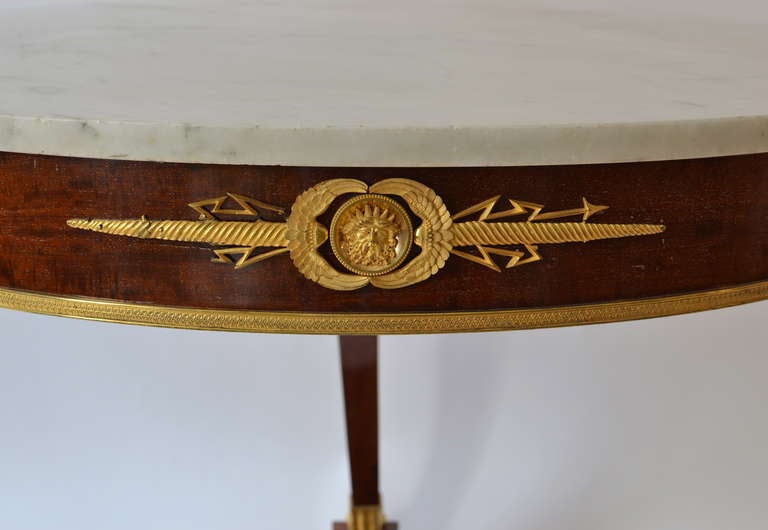French Empire gueridon table with marble top.