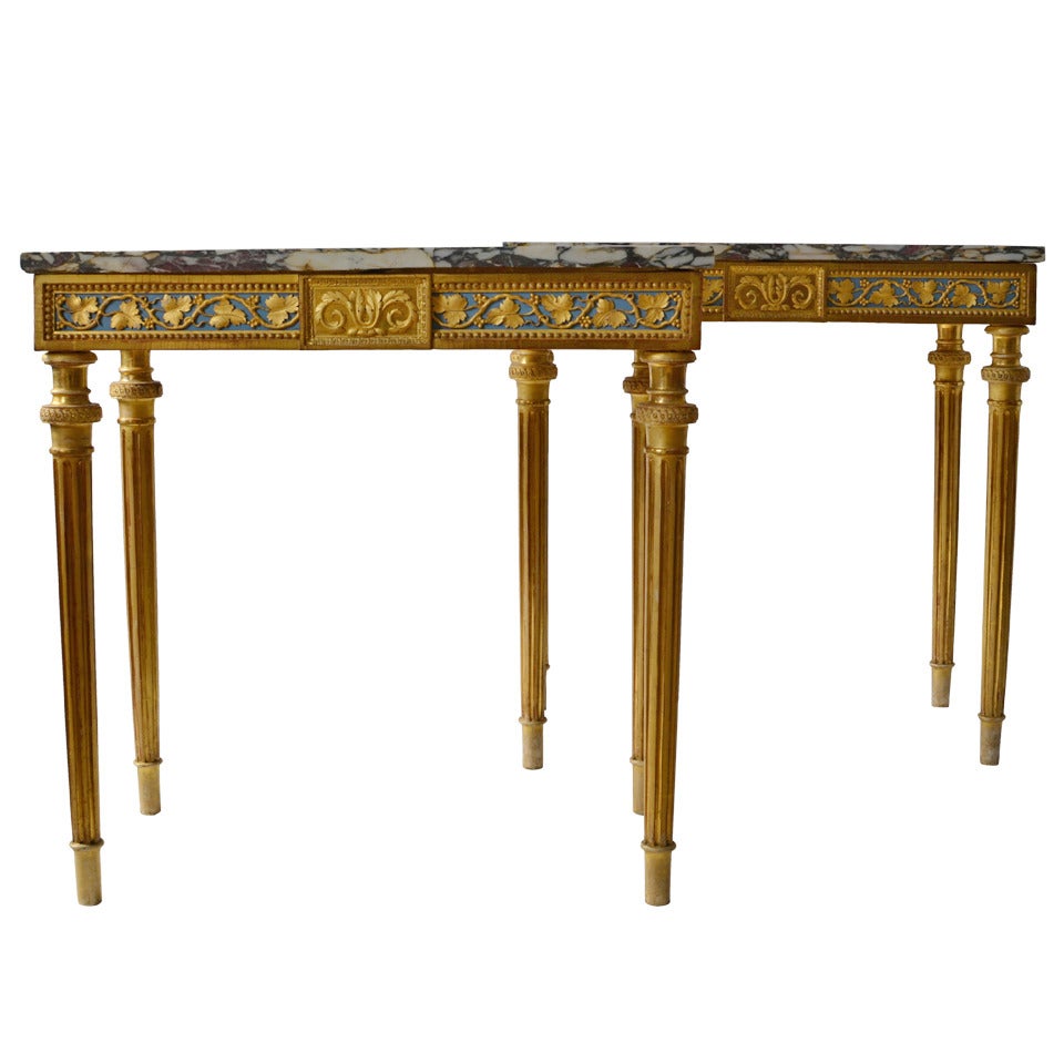 Important Pair of Gustavian Console Tables by Per Ljung, Stockholm circa 1790