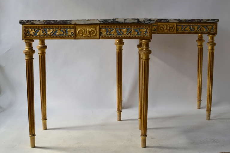 Important Pair of Gustavian Console Tables by Per Ljung, Stockholm circa 1790