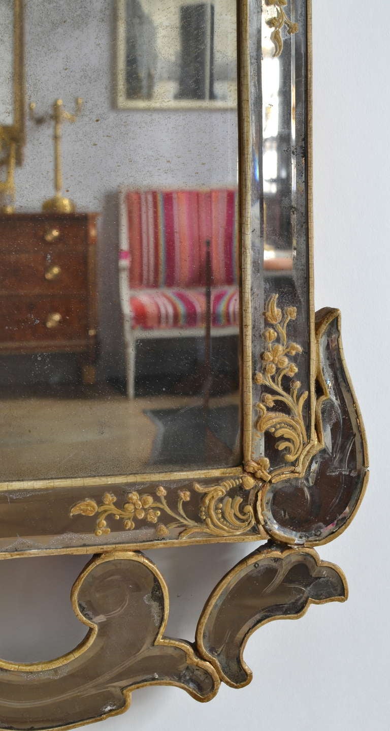 Wood Swedish Late Baroque Mirror circa 1730-40