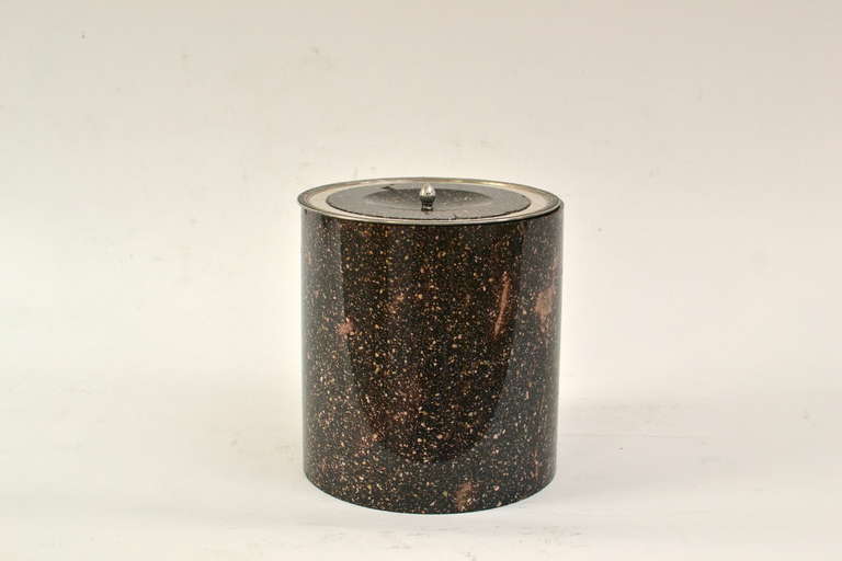 Large Swedish lidded porphyry vase, second half of 19th century. Lid with silver mounted rim stamped C.G. Hallberg 1894. Lid with restored crack.