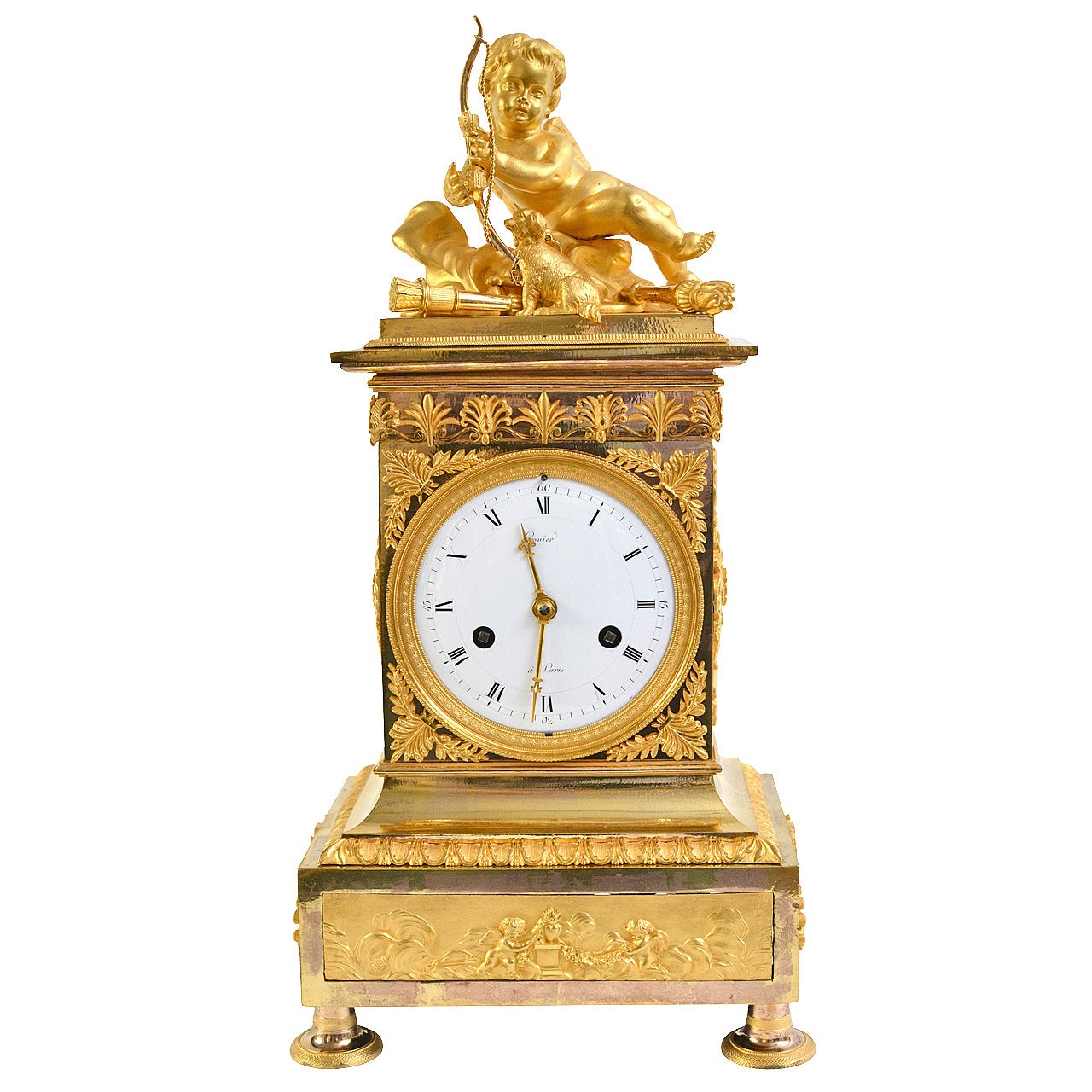 Empire Gilt Bronze Mantel Clock, Paris, Early 19th Century