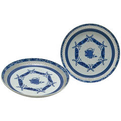 Pair of Chinese Blue and White Plates, Late 18th Century or circa 1800