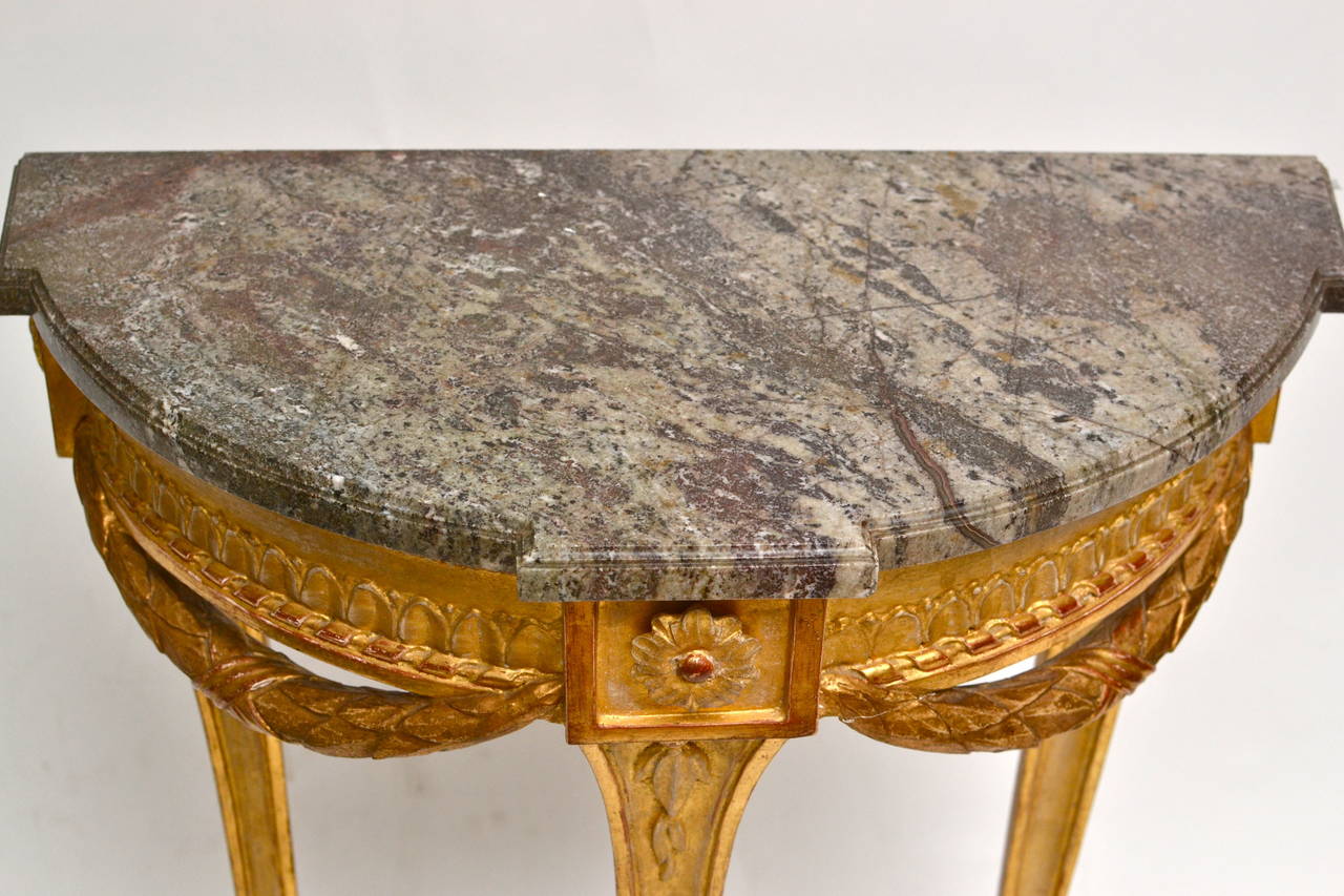 Late 18th Century Swedish 18th Century Gustavian Giltwood Console Table with a Marble Top