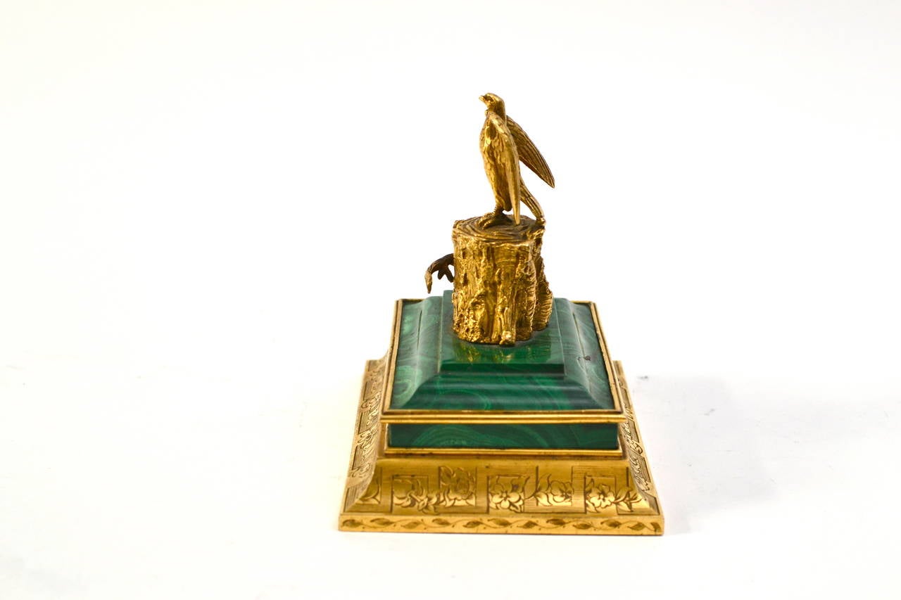 Russian 19th Century Malachite and Gilt Bronze Paperweight