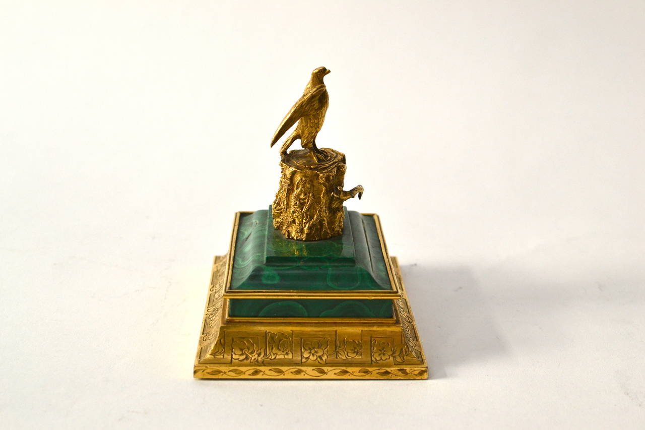 Russian 19th Century Malachite and Gilt Bronze Paperweight In Good Condition In Stockholm, SE