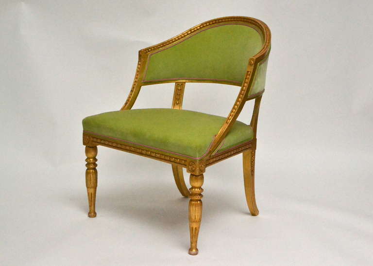 Swedish Pair of Gustavian Giltwood Chairs, Stockholm, Circa 1800