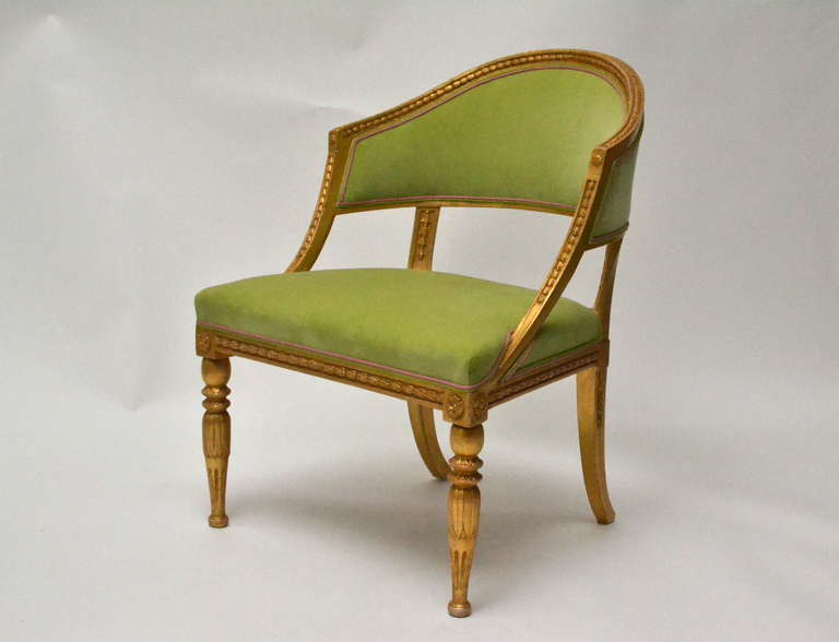 Carved Pair of Gustavian Giltwood Chairs, Stockholm, Circa 1800