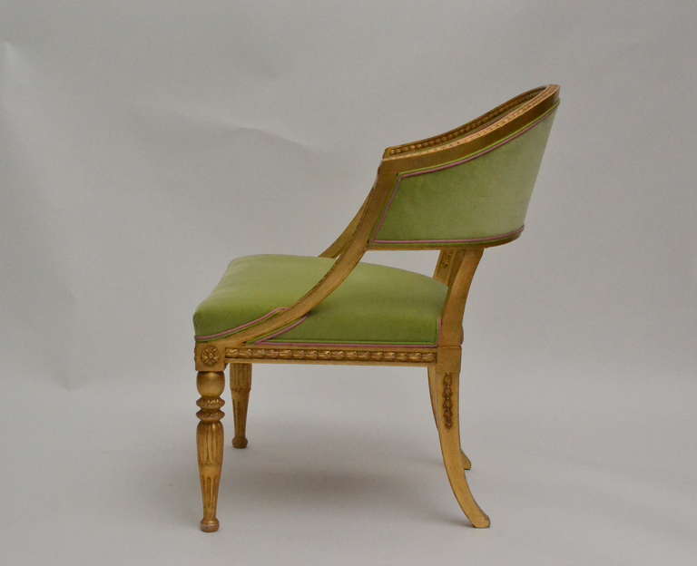 18th Century and Earlier Pair of Gustavian Giltwood Chairs, Stockholm, Circa 1800