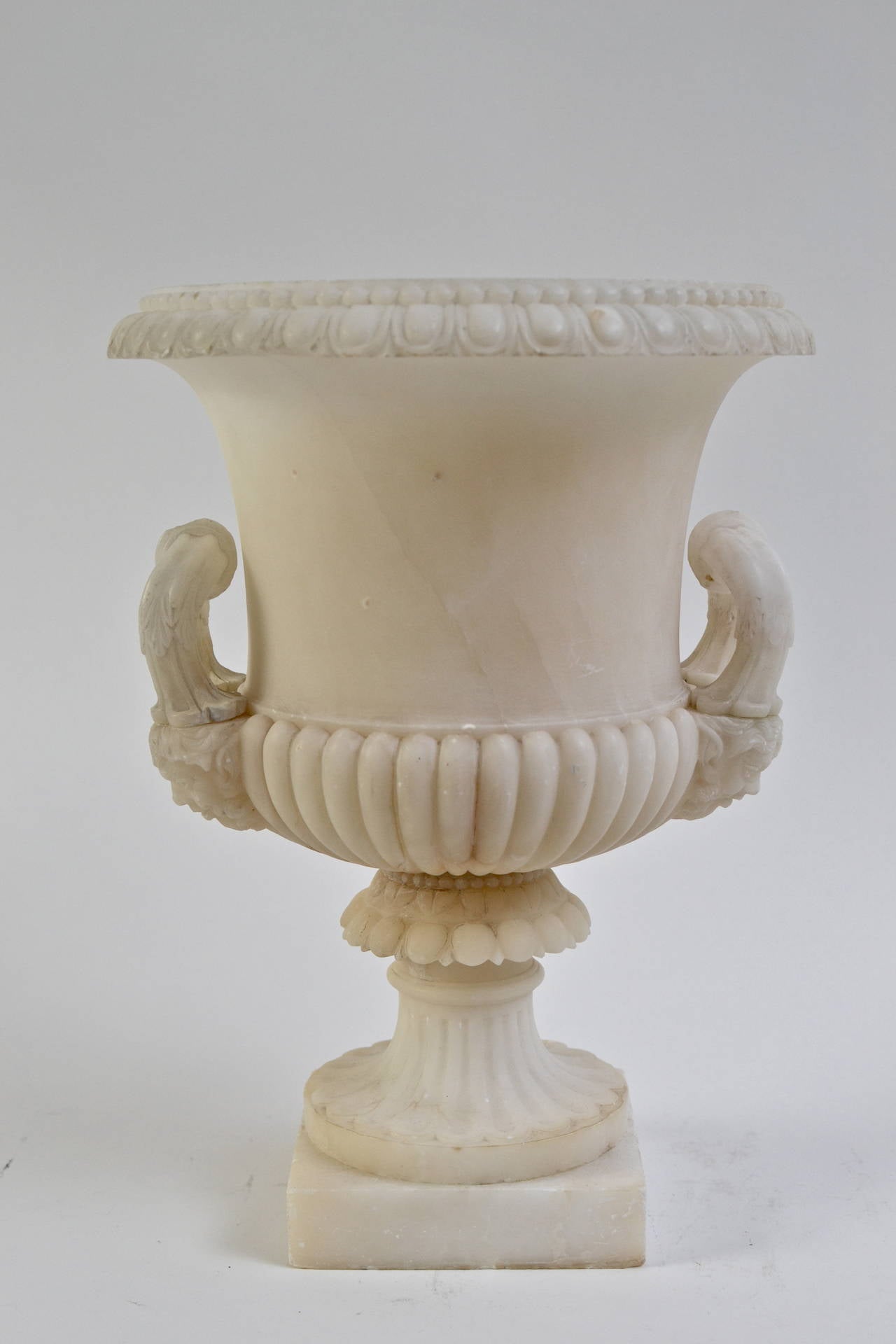 Carved Empire Italian Alabaster Urn, 19th Century