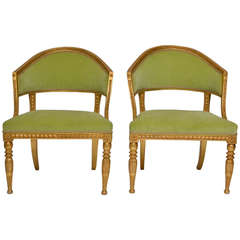 Pair of Gustavian Giltwood Chairs, Stockholm, Circa 1800