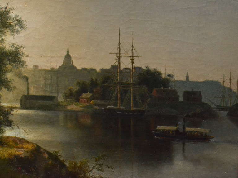 Swedish View of Stockholm from the Park of Djurgården, signed E. Wahlqvist, 1878