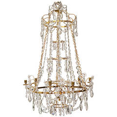 Antique Important Swedish Gustavian "Haga" Chandelier Signed by Olof Westerberg