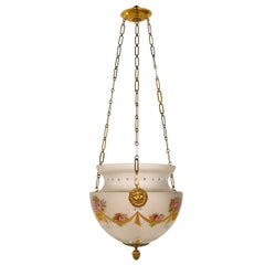 Empire Hanging Glass Lamp/Lantern with Gilt Bronze Mounts 