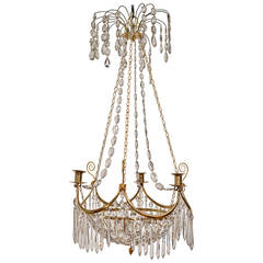 Antique Swedish Late Gustavian Gilt Bronze and Crystal Chandelier from, circa 1800