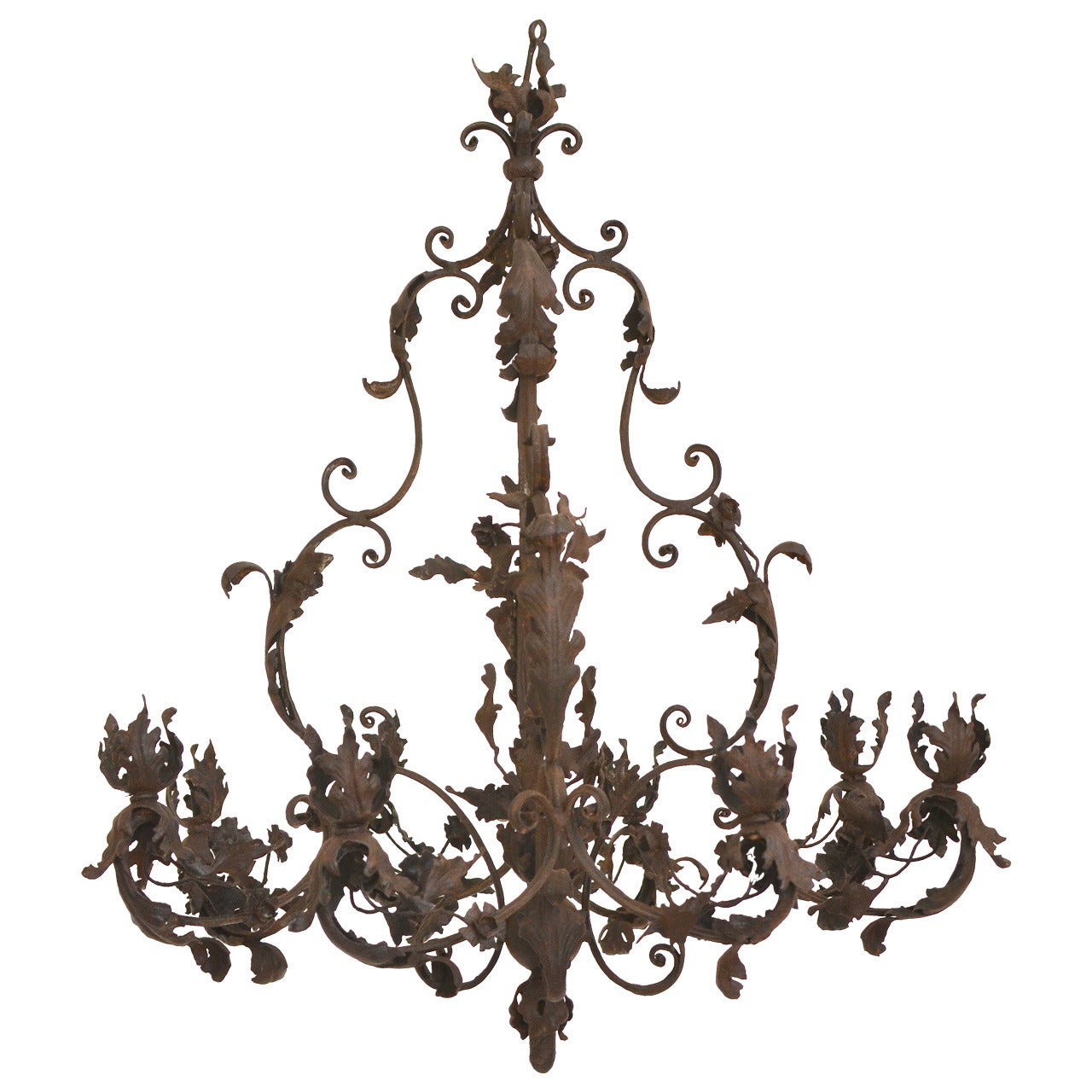 Wrought Iron Rococo Chandelier, 18th Century, Possibly German