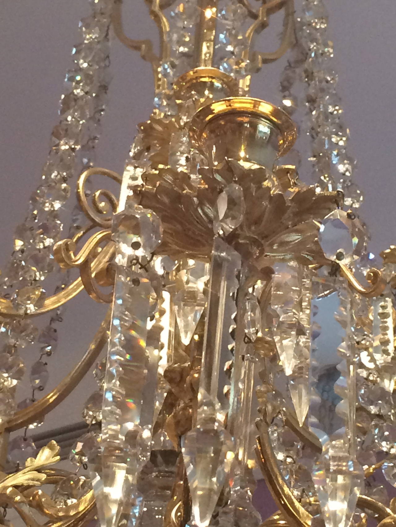 Large Late 19th Century Gilt Bronze and Crystal Chandelier 2