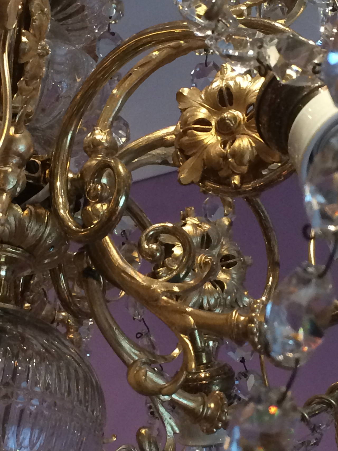 Large Late 19th Century Gilt Bronze and Crystal Chandelier 1