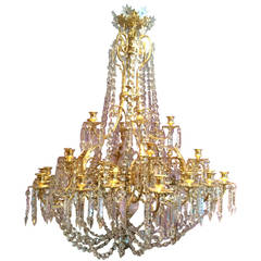 Large Late 19th Century Gilt Bronze and Crystal Chandelier