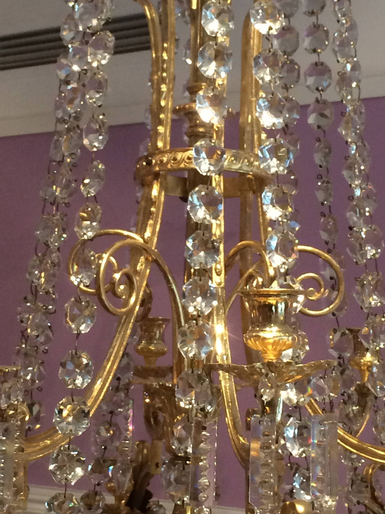 Large Late 19th Century Gilt Bronze and Crystal Chandelier 5