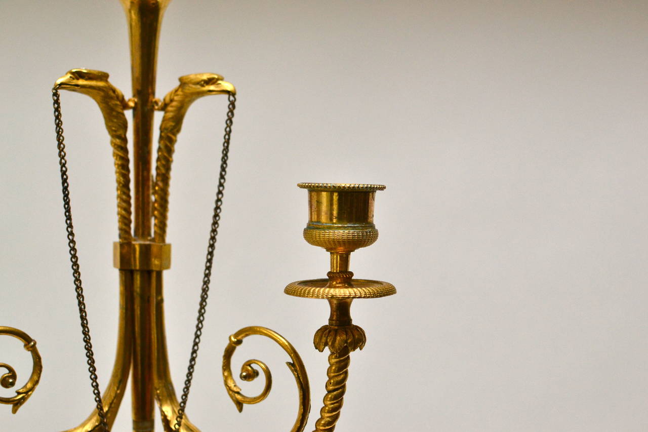 Pair of Directoire Gilt Bronze and Marble Candelabra, circa 1800 1