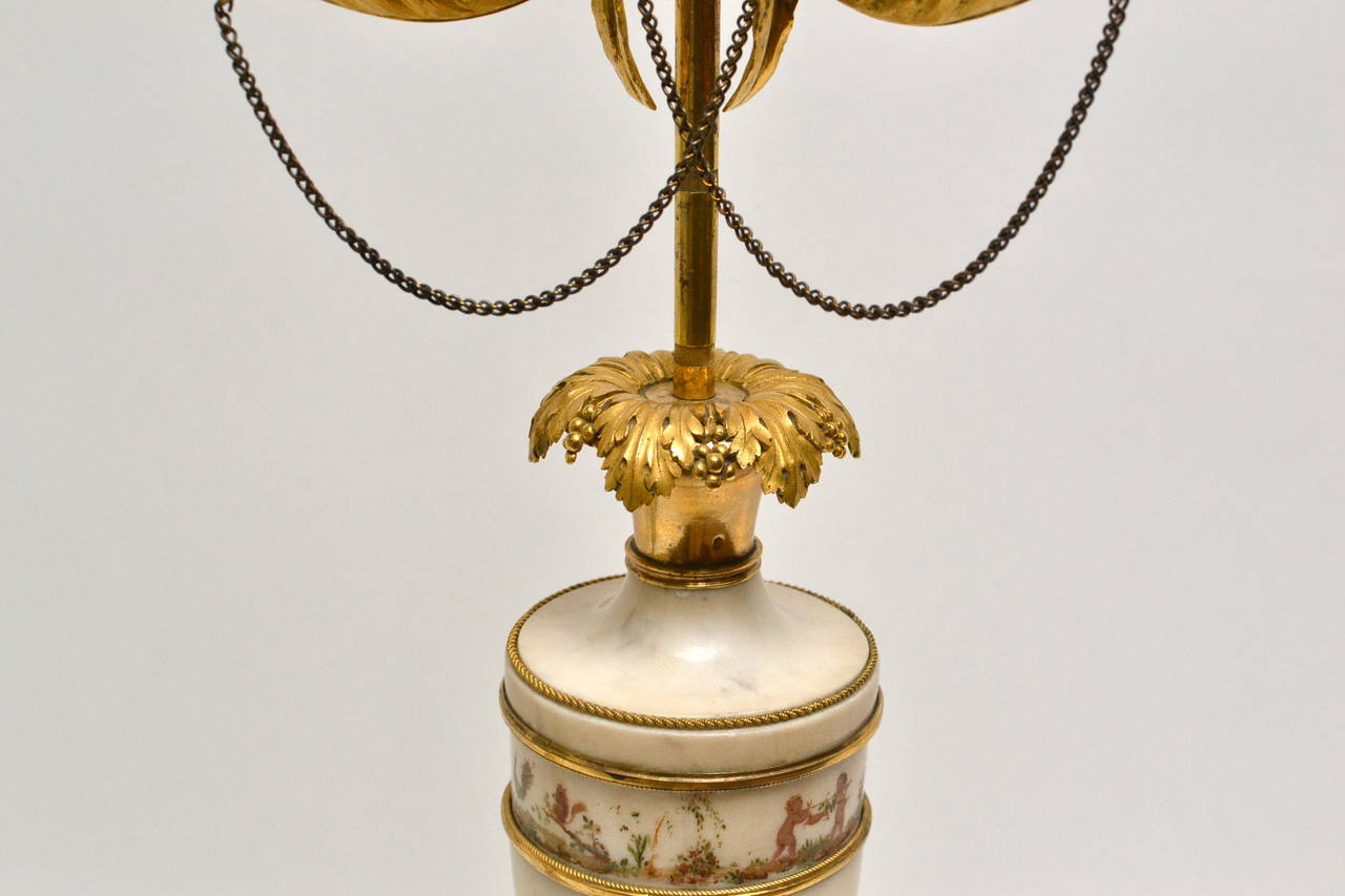 Pair of Directoire Gilt Bronze and Marble Candelabra, circa 1800 In Good Condition In Stockholm, SE