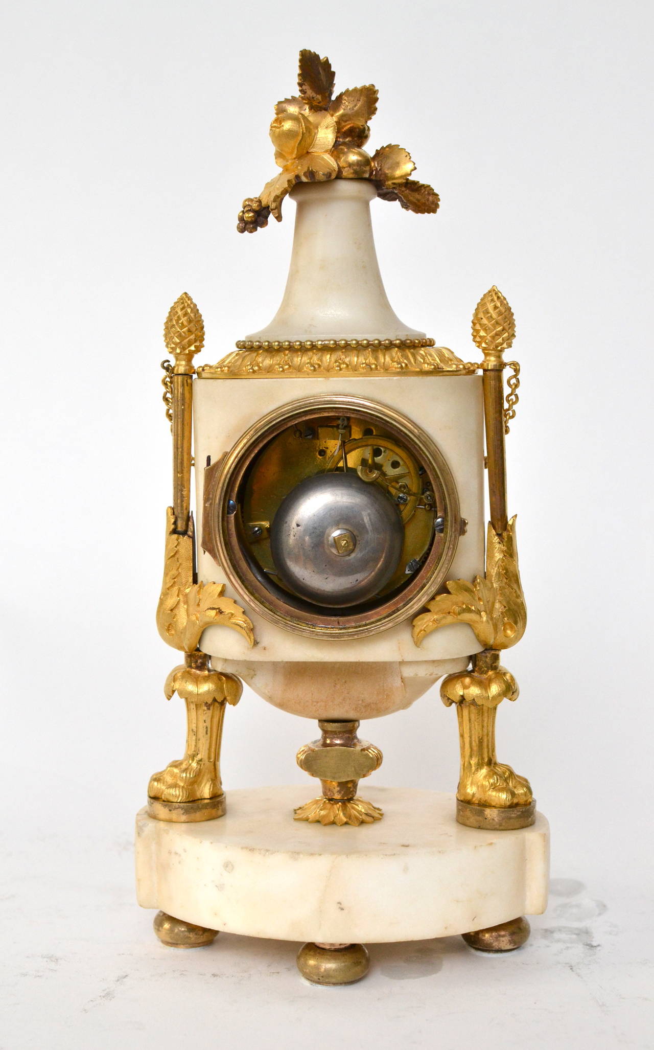 Gilt Louis XVI Ormolu and Marble Mantel Clock, Signed Barancourt a Paris