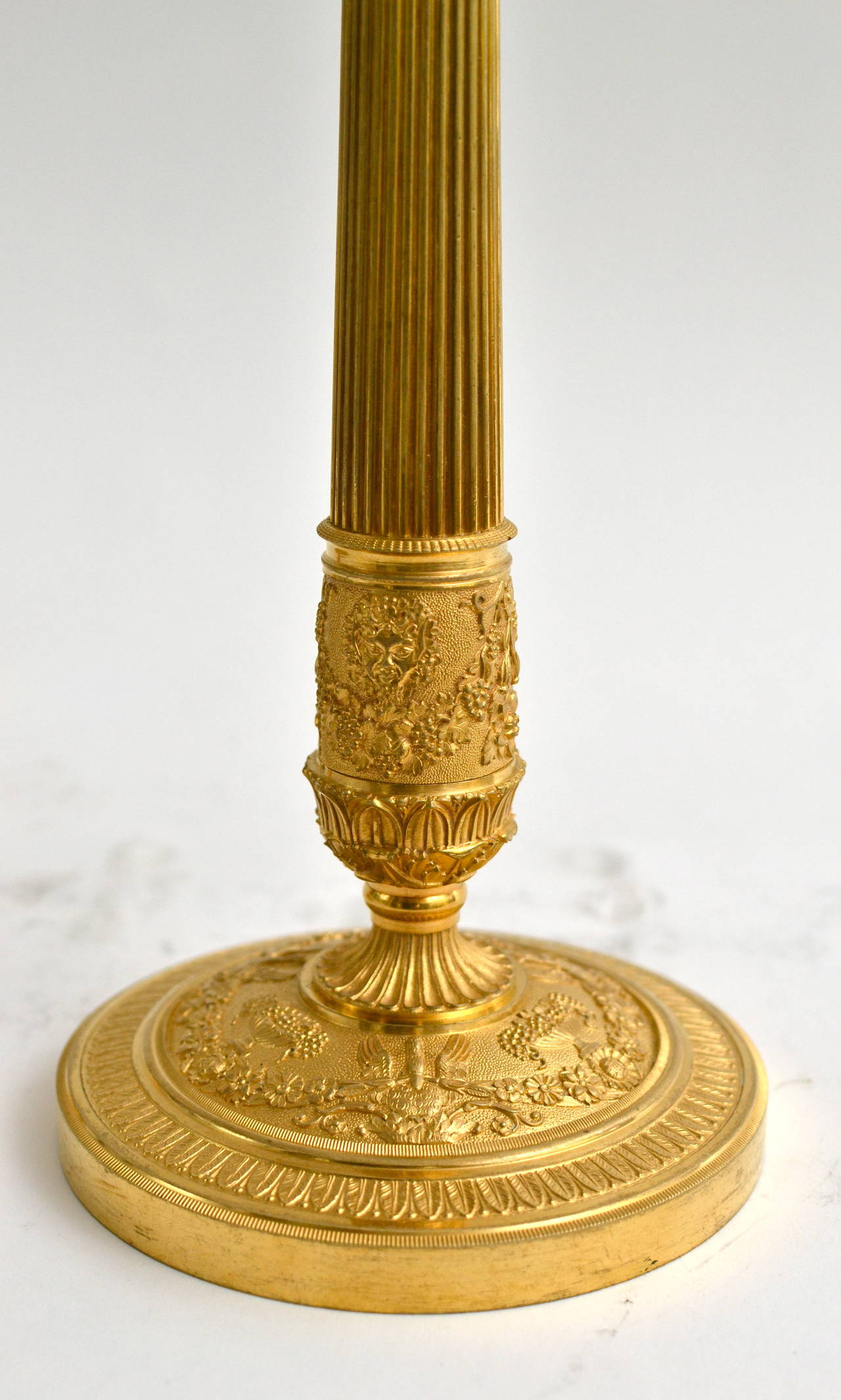 Pair of French Empire Gilt Bronze Candlesticks, Early 19th Century 3