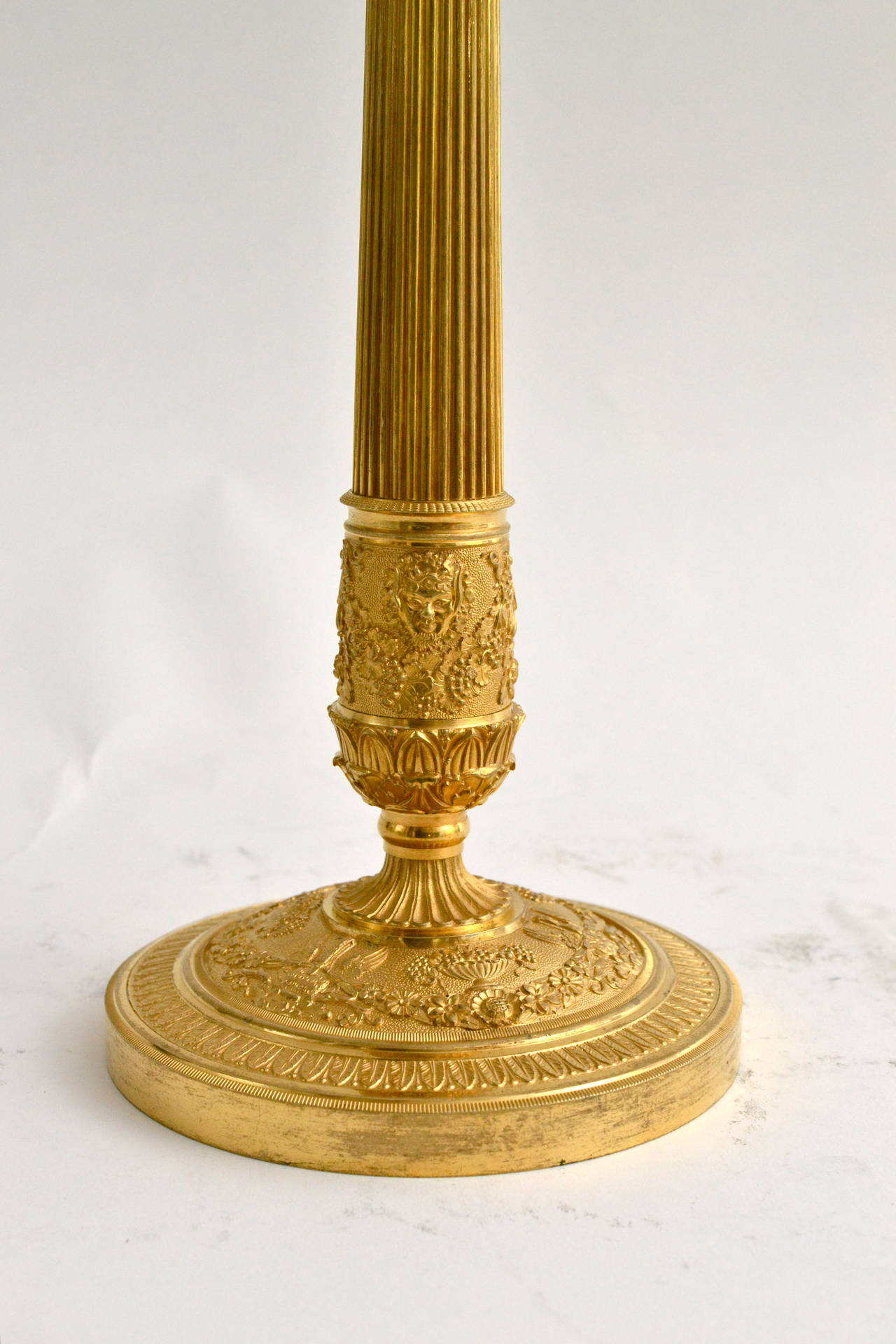 Pair of French Empire Gilt Bronze Candlesticks, Early 19th Century 2