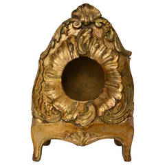 Antique 18th Century Rococo Giltwood Pocket Watch Stand, Possibly Russia