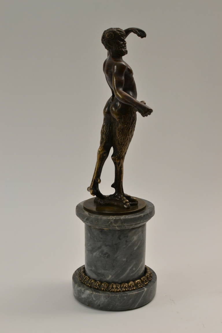 Unknown 18th Century Bronze Figure of a Satyr on a Marble Base