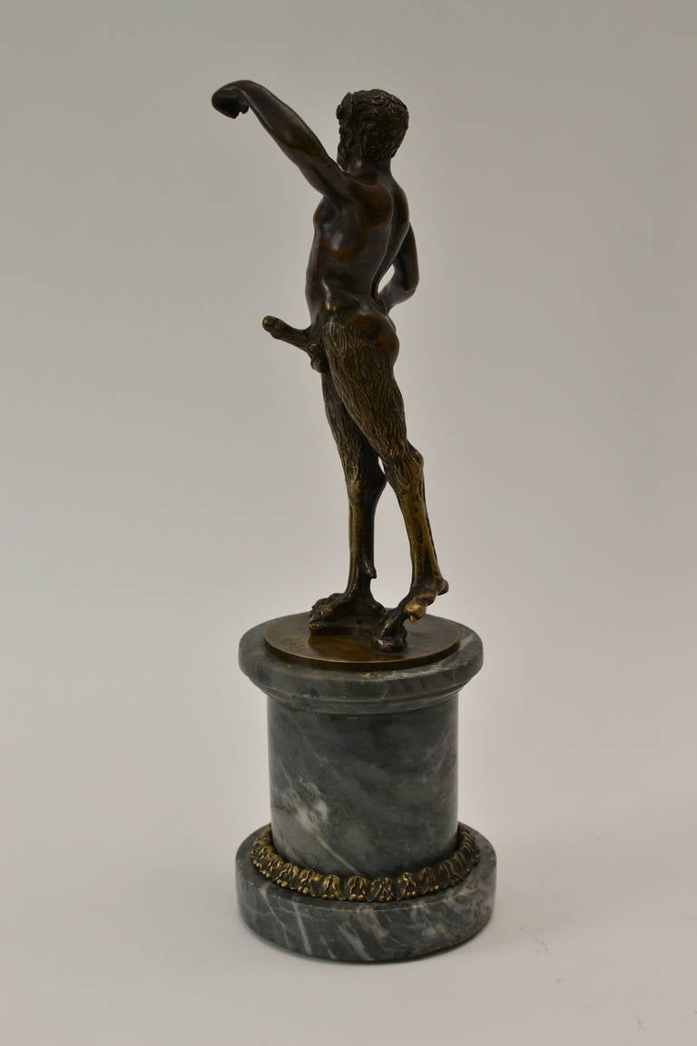 18th Century Bronze Figure of a Satyr on a Marble Base In Excellent Condition In Stockholm, SE