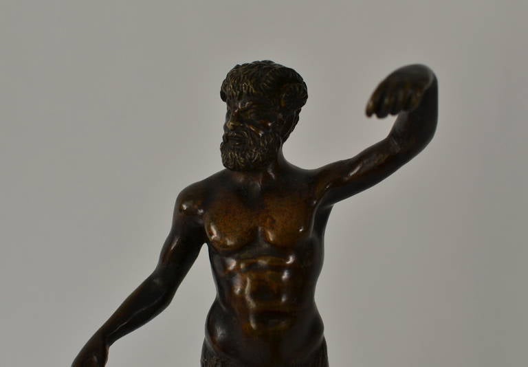 18th Century Bronze Figure of a Satyr on a Marble Base 1