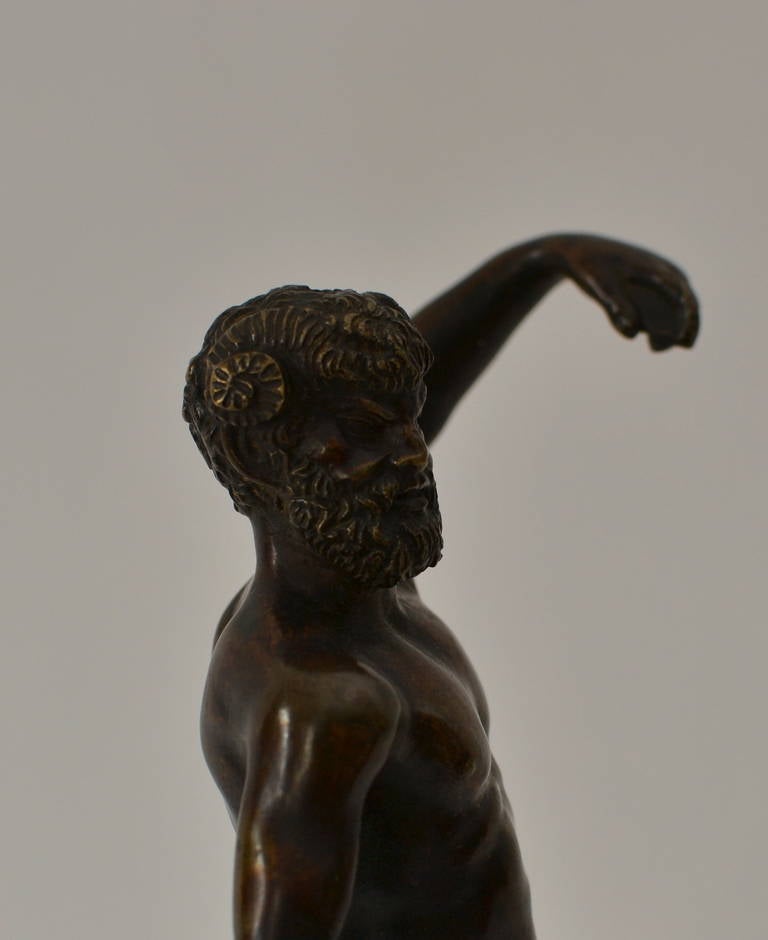 18th Century Bronze Figure of a Satyr on a Marble Base 4