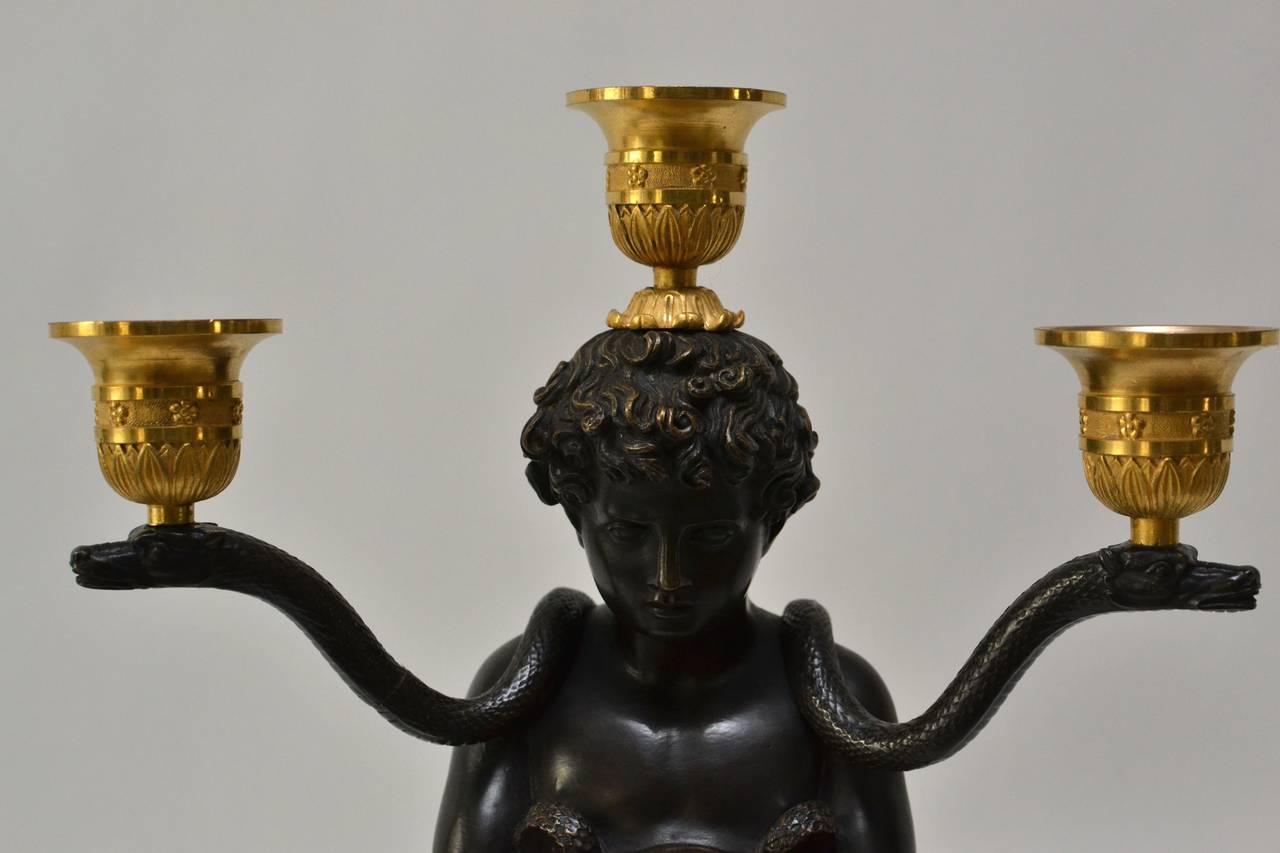 Pair of Empire Gilt Bronze Candelabras Attributed to Chiboust, Paris 3