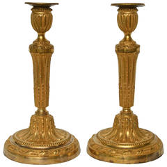 Pair of Gilt Bronze Louis XVI Candlesticks