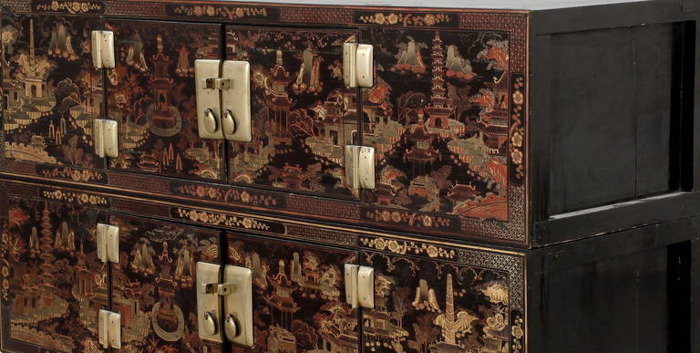 Pair of Chinese lacquer cabinets, circa 1900 In Good Condition In Stockholm, SE